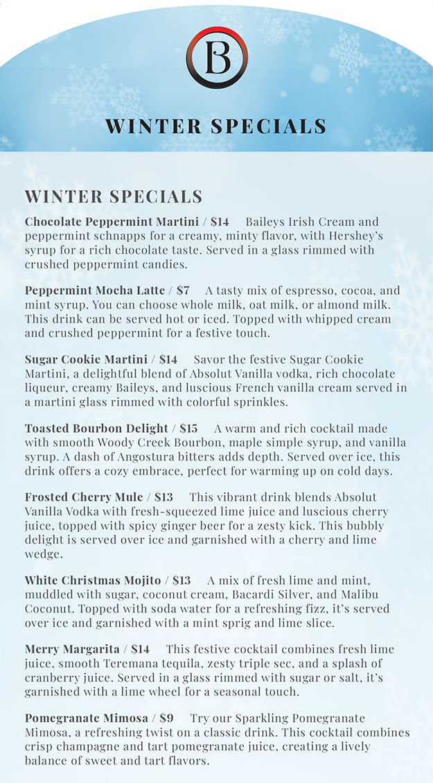 Winter Bar Menu